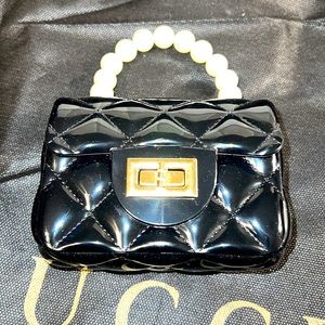 Black patent baby purse